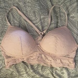 Victoria’s Secret lace bralette, pink, size L